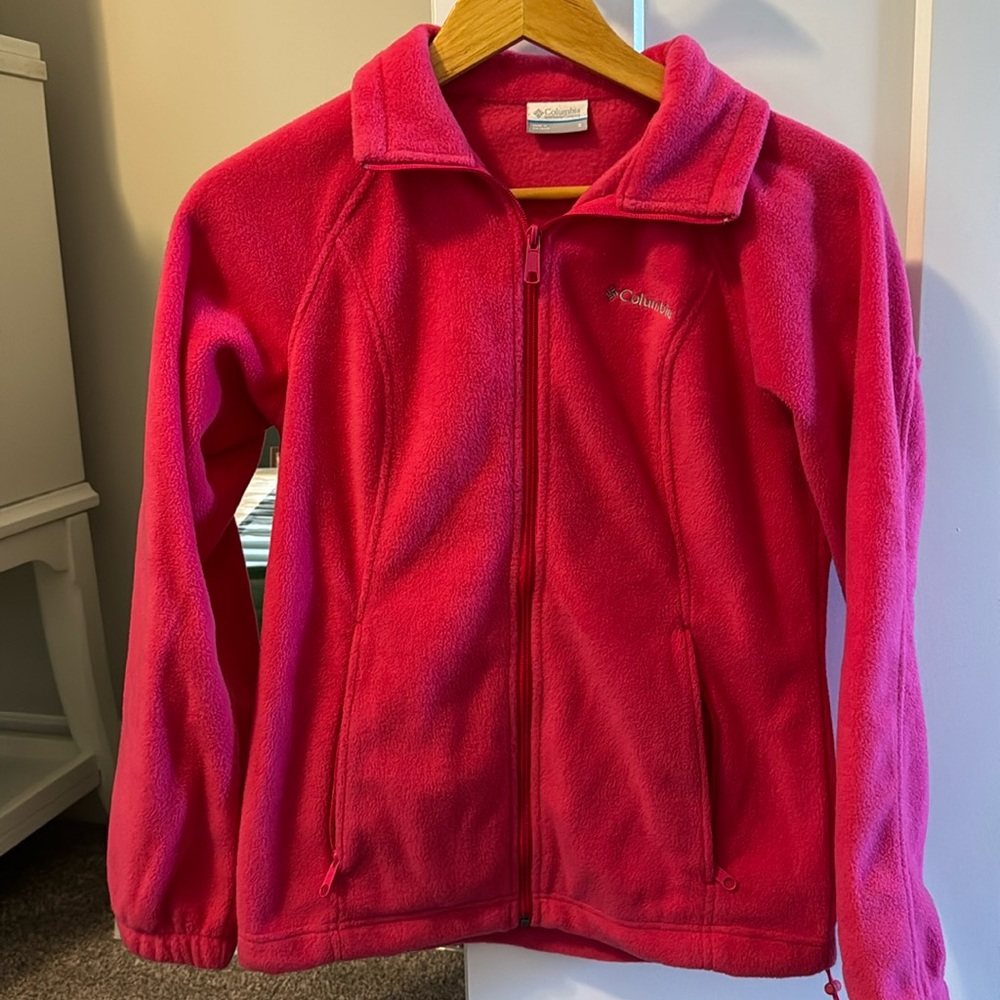 Columbia Jacket Bright Pink Small S fleece zip up
